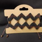 Μακραμέ βραχιόλι χεριού ζικ ζακ μαύρο καφέ