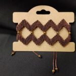 Μακραμέ βραχιόλι χεριού ζικ ζακ καφέ