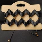 Μακραμέ βραχιόλι χεριού ζικ ζακ μαύρο