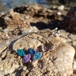 Μακραμέ βραχιόλι ποδιού μπεζ- καφέ με φύλλα χρωματιστά