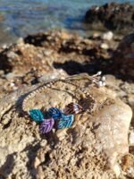 Μακραμέ βραχιόλι ποδιού μπεζ- καφέ με φύλλα χρωματιστά