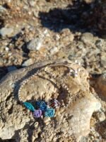 Μακραμέ βραχιόλι ποδιού μπεζ- καφέ με φύλλα χρωματιστά - Image 2