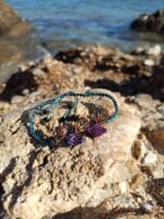 Μακραμέ βραχιόλι ποδιού μπλε-μαύρο με φύλλα χρωματιστά - Image 3