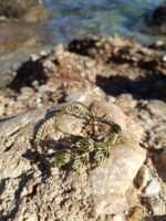 Μακραμέ βραχιόλι ποδιού μπεζ-λαδί με φύλλα - Image 3