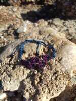 Μακραμέ βραχιόλι ποδιού μπλε-μαύρο με φύλλα μωβ-μαύρο - Image 3