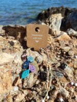 Μακραμέ βραχιόλι ποδιού μπεζ- καφέ με φύλλα χρωματιστά - Image 3