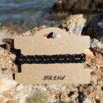 Μακραμέ βραχιόλι χεριού διπλή αλυσίδα μαύρο-μωβ