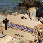 Μακραμέ βραχιόλι χεριού μπεζ-μωβ-φυστικί