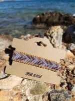 Μακραμέ βραχιόλι χεριού μπεζ-μωβ-φυστικί