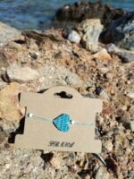 Μακραμέ βραχιόλι χεριού καρδιά μπλε - γαλάζιο - Image 2