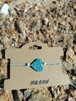 Μακραμέ βραχιόλι χεριού καρδιά μπλε - γαλάζιο