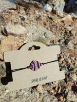 Μακραμέ βραχιόλι χεριού φύλλο μωβ-ροζ - Image 2