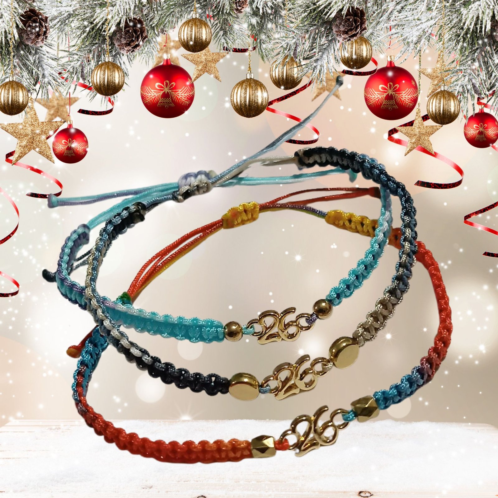 γούρι 26 (17) Σετ 3 Βραχιολια – Γούρια 26 Μακραμέ με Ντεγκραντέ κορδόνι - Image 5