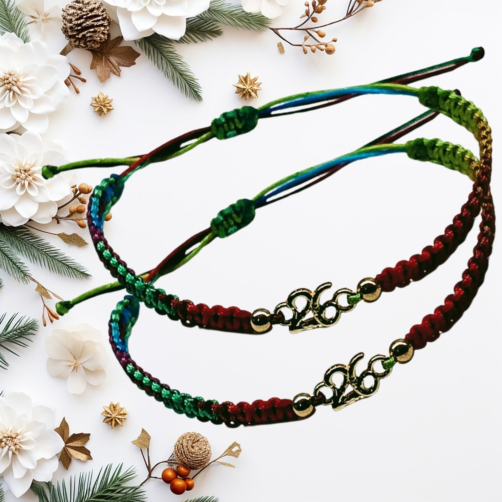 γούρι 26 (4) Βραχιόλι - γούρι 26 κόκκινο – πράσινο “Passion & Harmony” - Image 2