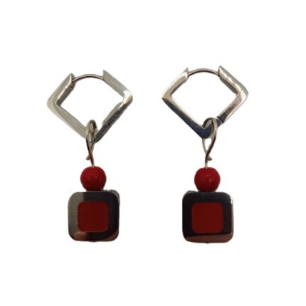 Σκουλαρίκια ρόμβοι με χαολίτη