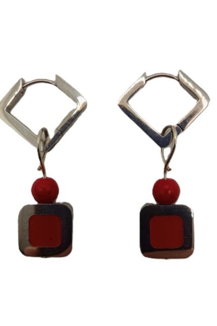 Σκουλαρίκια ρόμβοι με χαολίτη