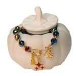 Βραχιόλι γούρι μπλε–χρυσές δίχρωμες χάντρες - Image 2