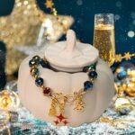 Βραχιόλι γούρι μπλε–χρυσές δίχρωμες χάντρες - Image 5