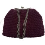 Χειροποίητη πλεκτή τσάντα ώμου, χιαστί και χειρός με clutch σε χρώμα μωβ σκούρο