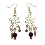 Χειροποίητα κρεμαστά σκουλαρίκια από ατσάλι και ημιπολύτιμες πέτρες