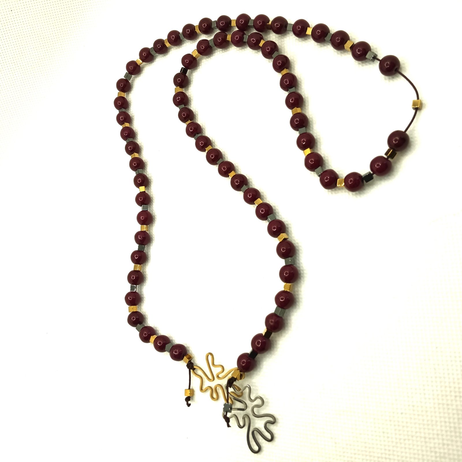 HANDMADE_NECKLACE_CHAOLITIS_ATSALI_5616 Χειροποίητο κολιέ από χαολίτη, αιματίτη, ατσάλι