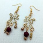 Σκουλαρίκια κρεμαστά με ατσάλι & ημιπολύτιμες πέτρες - Image 2