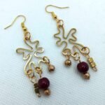 Σκουλαρίκια κρεμαστά με ατσάλι & ημιπολύτιμες πέτρες - Image 3