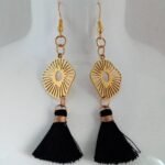 Σκουλαρίκια κρεμαστά από ατσάλι και διακοσμητικές φούντες - Image 4