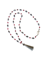 Ροζάριο με Γκρι Φούντα, Γκρι Ίασπι και Κόκκινο Νεφρίτη