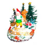 Γούρι 2026, ξύλινο επιτραπέζιο διακοσμητικό δύο επιπέδων -Χριστουγεννιατικο Χιονισμενο Δασος- - Image 5