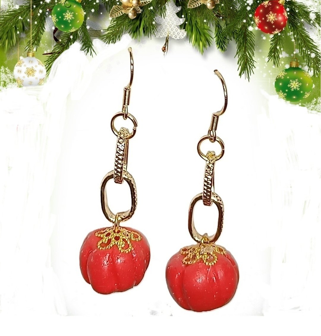 20251206215430_bb18b523 Χειροποιητα Σκουλαρικια -Κολοκυθες - απο πολυμερικο πηλο και ατσαλι - Image 1