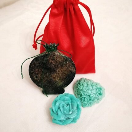 Σαπουνάκια διακοσμητικά πράσινο ρόδι, πράσινο λουλούδι, καρδιά