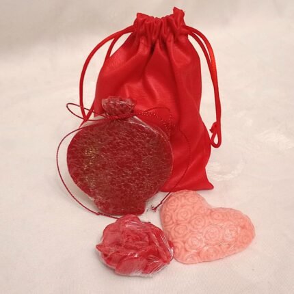 Σαπουνάκια διακοσμητικά κόκκινο ρόδι, λουλούδι, ροζ καρδιά