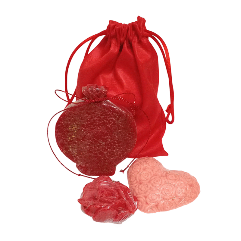 Σαπουνάκια διακοσμητικά κόκκινο ρόδι, λουλούδι, ροζ καρδιά