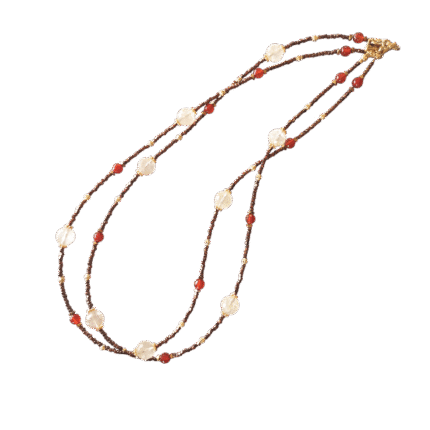 Δίσειρο Κολιέ με Citrine, Κορνεόλη και Αιματίτες