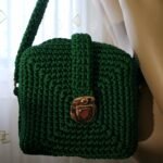 Πλεκτή τσάντα κυπαρισσί τετράγωνη 18*18εκ - Image 2