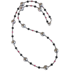 Κολιέ με Γκρι Όστρακο, Μαύρο Όνυχα και Κόκκινο Jade