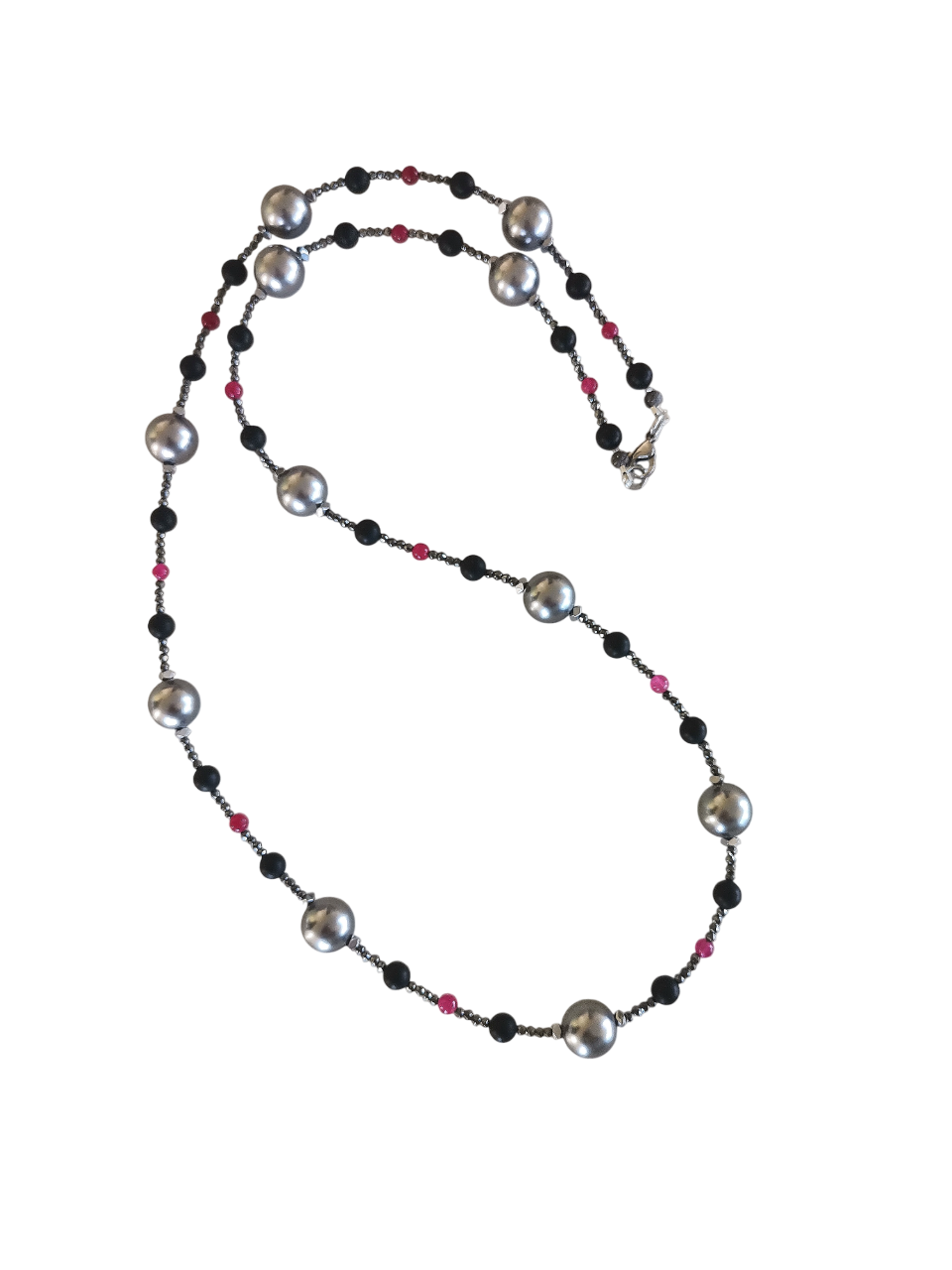 IMG_20251211_110151_edit_3360199846330496-Photoroom Κολιέ με Γκρι Όστρακο, Μαύρο Όνυχα και Κόκκινο Jade - Image 1