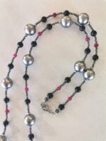 Κολιέ με Γκρι Όστρακο, Μαύρο Όνυχα και Κόκκινο Jade - Image 3