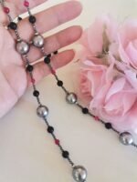 Κολιέ με Γκρι Όστρακο, Μαύρο Όνυχα και Κόκκινο Jade - Image 4