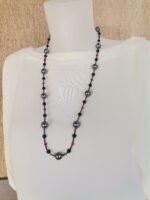 Κολιέ με Γκρι Όστρακο, Μαύρο Όνυχα και Κόκκινο Jade - Image 2