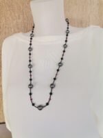 Κολιέ με Γκρι Όστρακο, Μαύρο Όνυχα και Κόκκινο Jade - Image 2