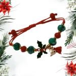 Χειροποίητο βραχιολάκι γούρι 2026 με γκι πράσινο - κόκκινο - Image 5