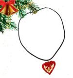 Χειροποιητο κολιε Γουρι 2026, με καρδια απο πολυμερη πηλο και υγρο γυαλι σε μαυρο κορδονι - Image 3