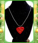 Χειροποιητο κολιε Γουρι 2026, με καρδια απο πολυμερη πηλο και υγρο γυαλι σε μαυρο κορδονι - Image 2