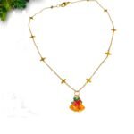 Χειροποιητο κολιε Γουρι 2026, με καμπανουλες και ατσαλινη αλυσιδα με αστερακια