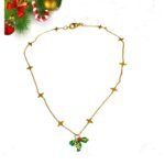 Χειροποιητο κολιε Γουρι 2026, με γκι και ατσαλινη αλυσιδα με αστερακια