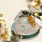 Γούρι 2026 σπίτι από σκόνη πορσελάνης με LED ρεσό - Image 2