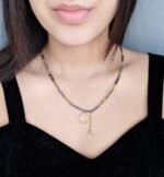 Χειροποιητο Κολιε με Ημιπολυτιμο Λιθο Αιματιτη ,μενταγιον σεληνη με στρας και ηλιο - Image 2