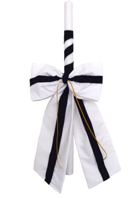 NstNastasia Λαμπάδα Βάπτισης Λευκός Μπλε Φιόγκος Κίτρινη Λεπτομέρεια 0721